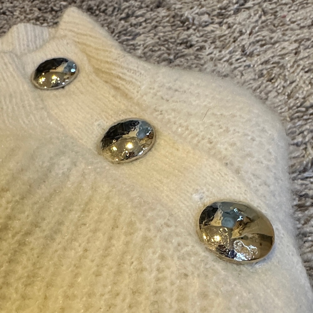 Sezane Cream and Black Striped Button Mohair Trudy Sweater/Jumper - Picture 7 of 7